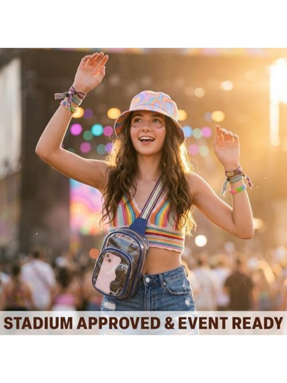 Clear Crossbody Bag for Stadium Events | Adjustable Strap Transparent Messenger - Picture 2 of 6
